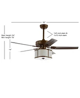 Edith 52" 3-Light, Wood Led Ceiling Fan with Remote