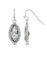 2028 Silver-Tone Clear Crystal Navette-Shaped Earrings