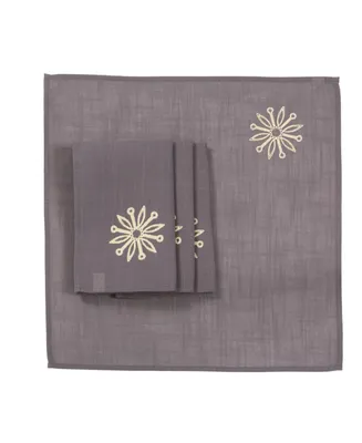 Manor Luxe Sparkling Snowflakes Embroidered Single Layer Christmas Napkins - Set of 4