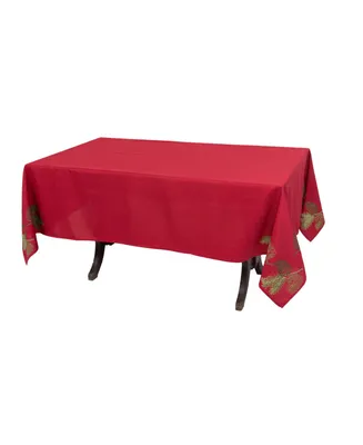 Manor Luxe Christmas Pine Tree Branches Embroidered Tablecloth