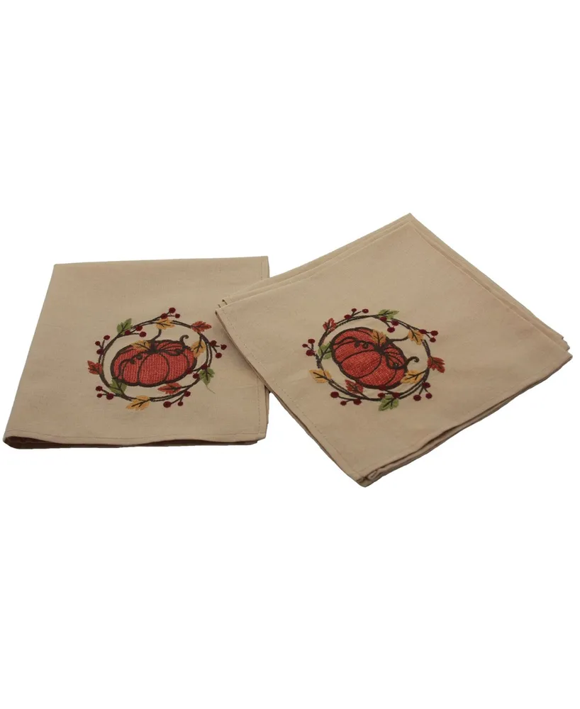 Manor Luxe Rustic Pumpkin Wreath Fall Napkins - Set of 4