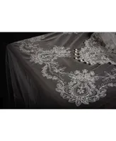 Manor Luxe Paisley Lace Embroidered Tablecloth with Beaded Accents