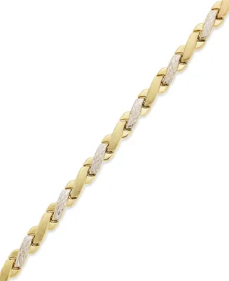 10k Gold and White Bracelet, Two-Tone X Bracelet