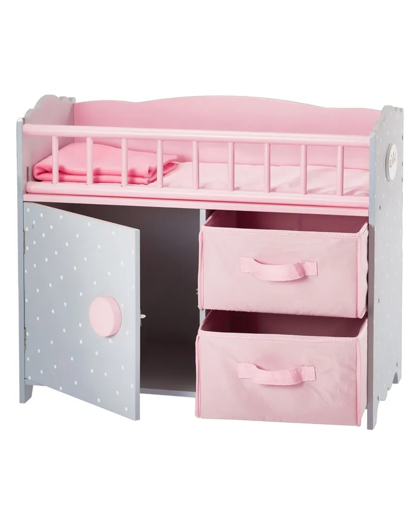 Olivia's Little World Polka Dots Princess Baby Doll Crib with Cabinet, Cubby