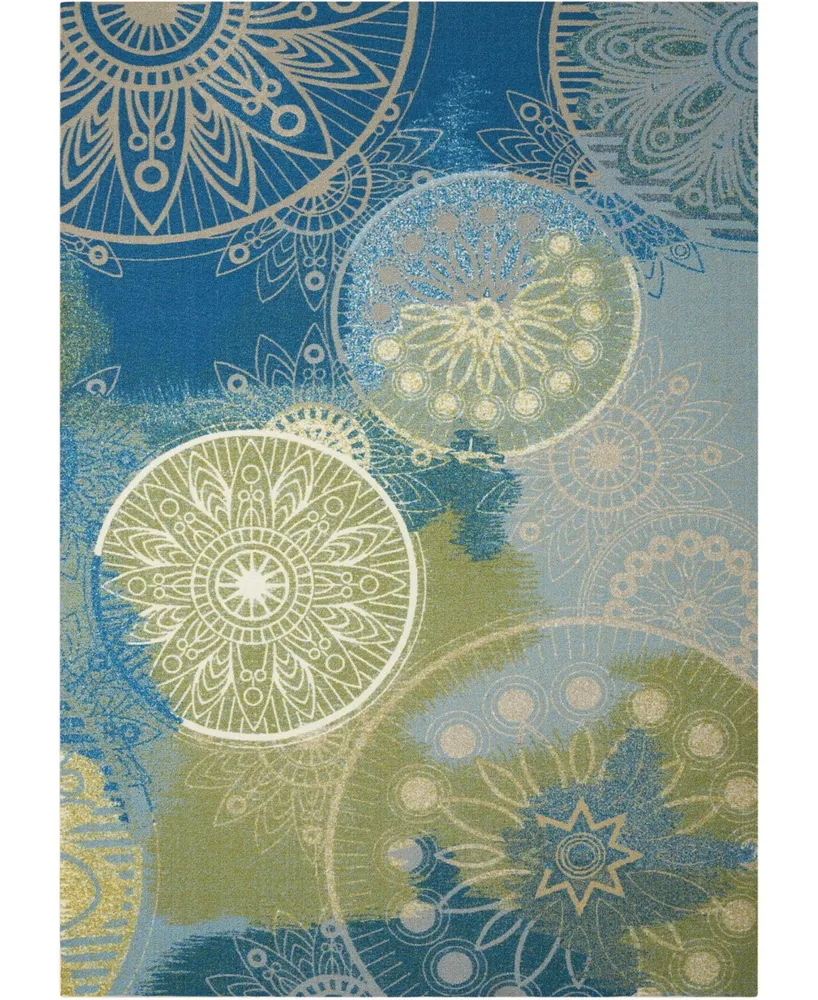 Long Street Looms Backyard BAC092 Blue 4'4" x 6'3" Outdoor Area Rug