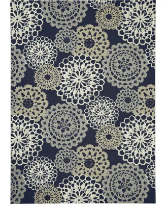 Long Street Looms Shady Brights SHA72 Black 7'9" x 10'10" Outdoor Area Rug