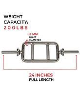 Sunny Health & Fitness Threaded 24" Solid Chrome Olympic Tricep Weight Bar, Dead Lifts, Swiss Barbell, Strength Training, Sttb-24