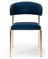 Glamour Home Set of 2 Andre Velvet Dining Chair with Metal Legs and Decorative Stitching