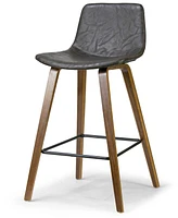 Glamour Home Set of 2 Alyn Modern Barstool with Finish plywood Legs and Metal Footrest