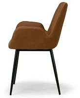 Glamour Home Set of 2 Alrik Arm Chair with Zigzag Stitching and Steel Legs