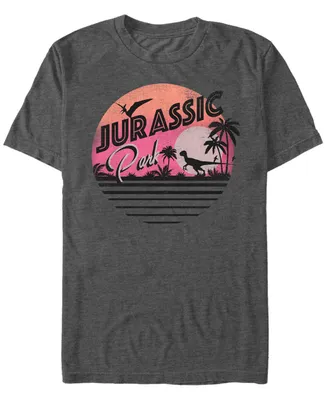 Fifth Sun Jurassic Park Men's Pink Gradient Sunset Get Wild Short Sleeve T-Shirt