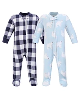 Hudson Baby Girls and Boys Polar Bear Fleece Sleep Play, Pack of 2