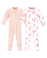 Hudson Baby Girls Unicorn Fleece Sleep and Play, Pack of 2