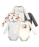 Touched by Nature Baby Boys Organic Cotton Long-Sleeve Bodysuits 5pk, Boho Fox, 6-9 Months