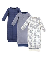 Touched by Nature Baby Girls and Boys Elephant Henley Gowns, Pack of 3