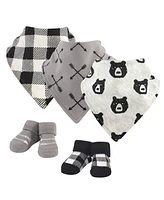 Yoga Sprout Baby Girls and Boys Bear Hugs Yoga Sprout Bandana Bibs and Socks, Pack of 5