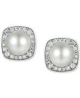 Cultured Freshwater Pearl (6mm) and Diamond (1/4 ct. t.w.) Stud Earrings in 14k White Gold