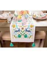 Design Imports Easter Folk Garden Embellished Table Runner, 14 x 72"