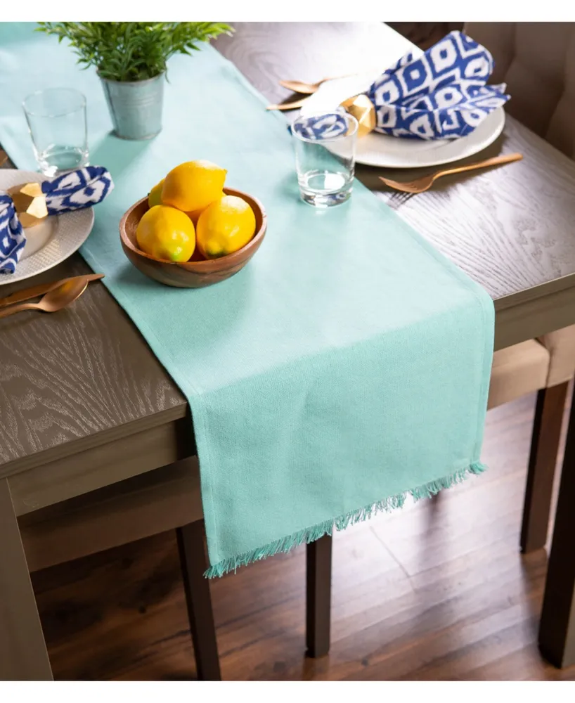 Design Imports Solid Heavyweight Fringed Table Runner