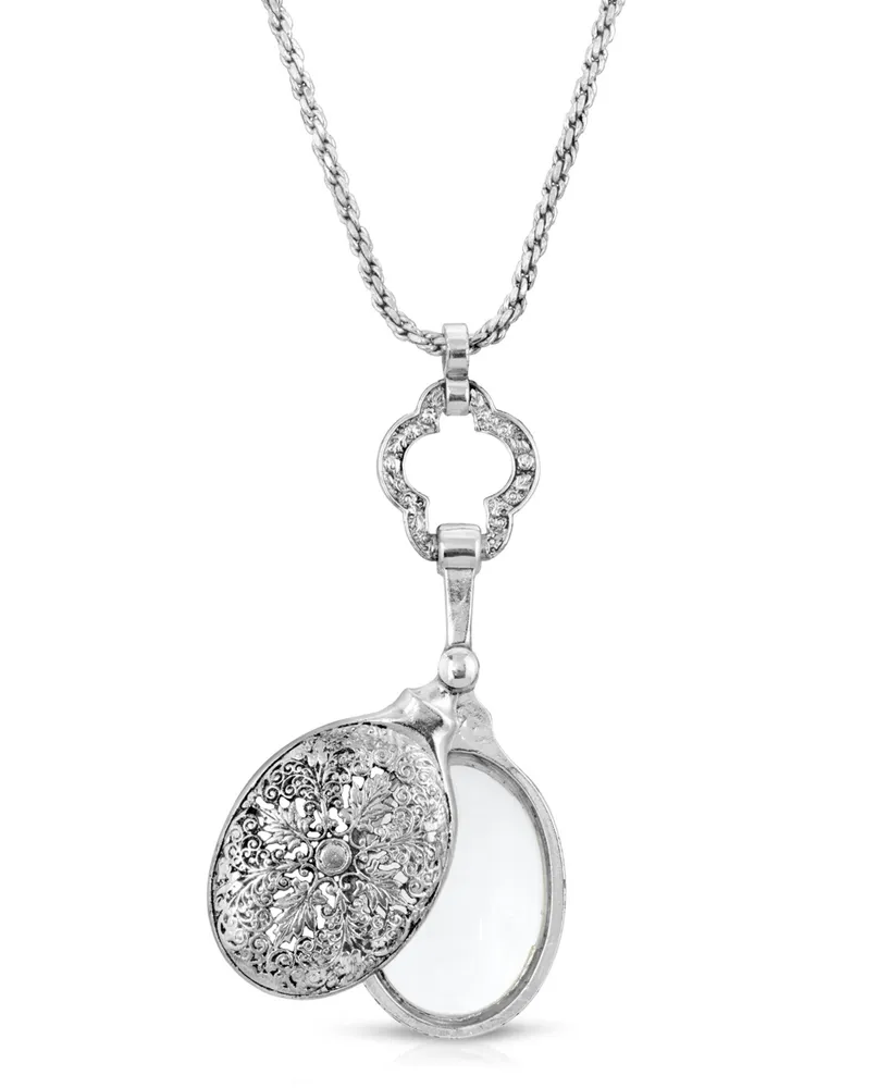 2028 Silver Tone Swivel Magnifying 32" Pendant