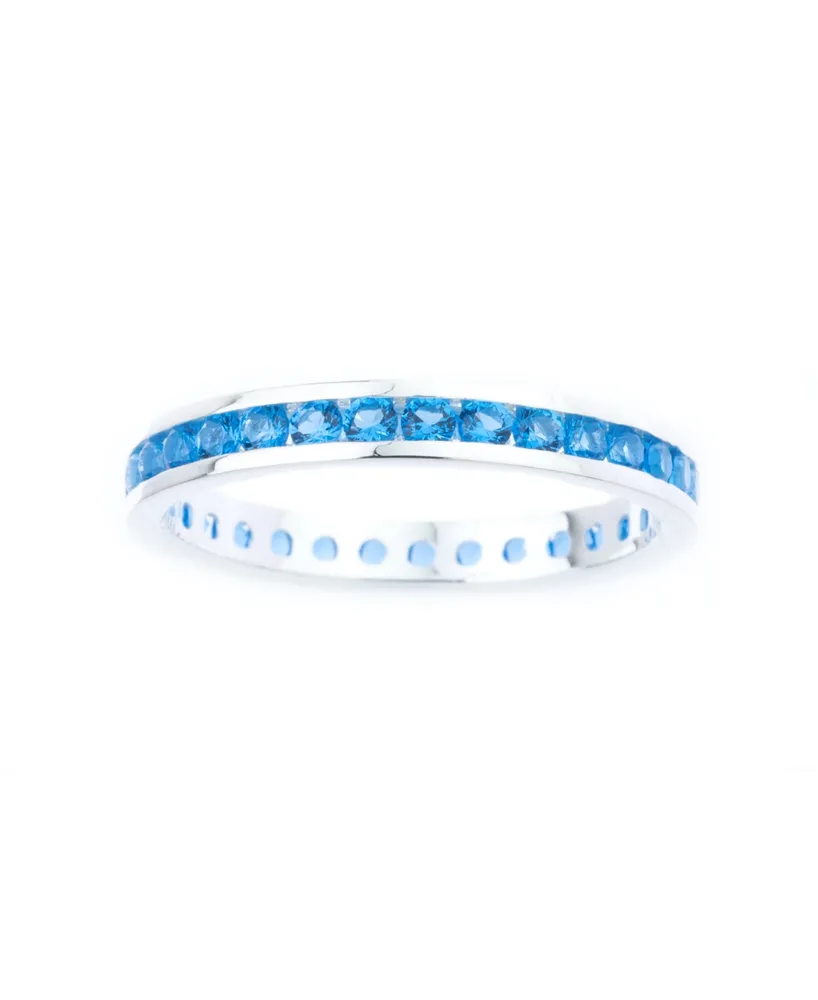 Channel-set Gemstone Ring Sterling Silver