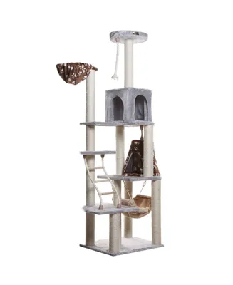 Armarkat Real Wood Cat Climber Play House, Lounge Basket - Silver