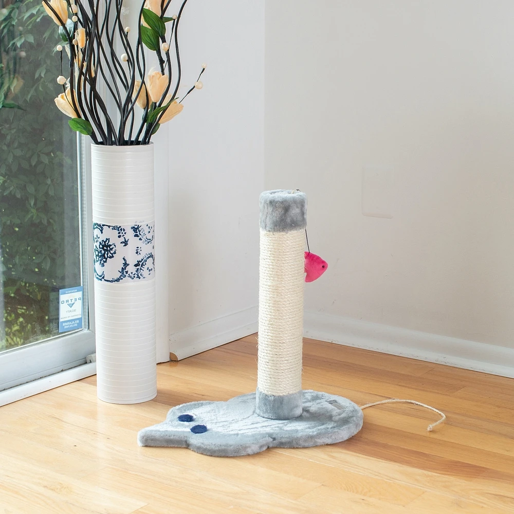 Armarkat Mouse Shape Real Wood Cat Scratcher Toy with Sisal Scratching Post and Hanging Rope Toys
