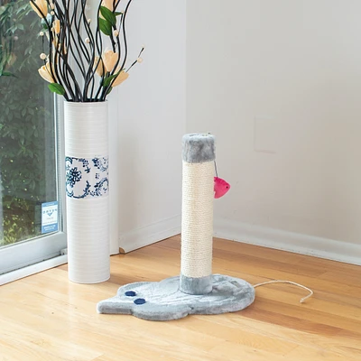 Armarkat Mouse Shape Real Wood Cat Scratcher Toy with Sisal Scratching Post and Hanging Rope Toys
