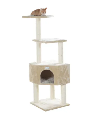 GleePet 48-Inch Real Wood Cat Tree With Perch & Playhouse