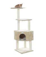 GleePet 48-Inch Real Wood Cat Tree With Perch & Playhouse