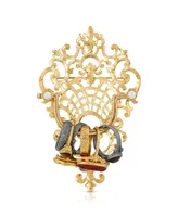 2028 Pewter Marble Door Knocker Brooch Pin - Gold