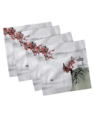 Ambesonne Asian Set of 4 Napkins, 12" x 12"