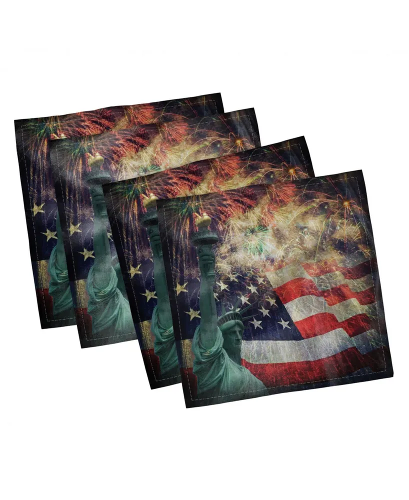 Ambesonne American Flag Set of 4 Napkins, 12" x 12"