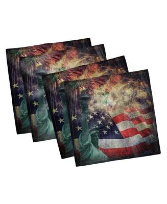 Ambesonne American Flag Set of 4 Napkins, 12" x 12"