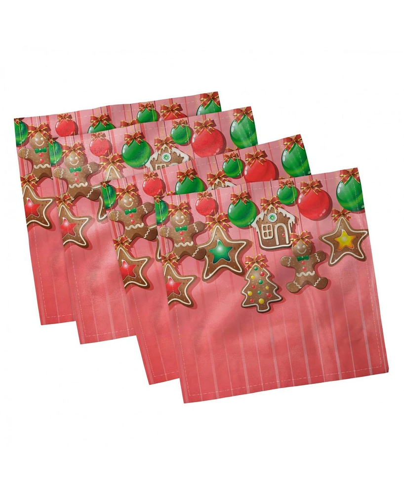 Ambesonne Gingerbread Man Set of 4 Napkins