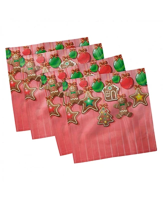 Ambesonne Gingerbread Man Set of 4 Napkins
