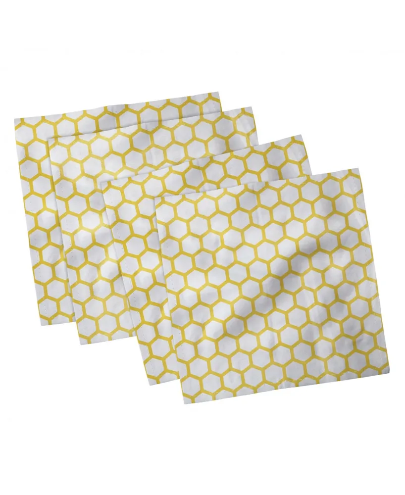 Ambesonne Hexagonal Comb Set of 4 Napkins, 12" x 12"