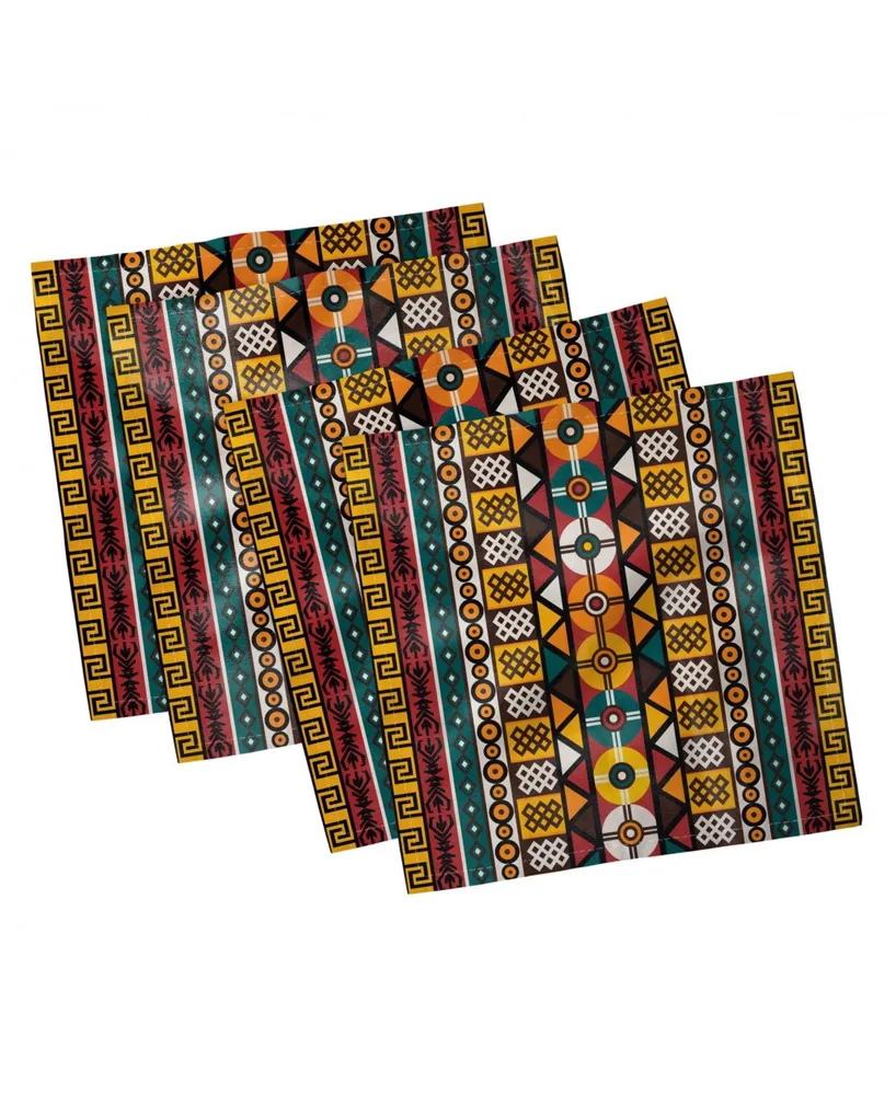 Ambesonne Kente Pattern Set of 4 Napkins, 12" x 12"