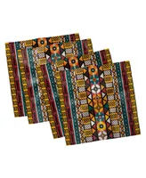 Ambesonne Kente Pattern Set of 4 Napkins, 12" x 12"