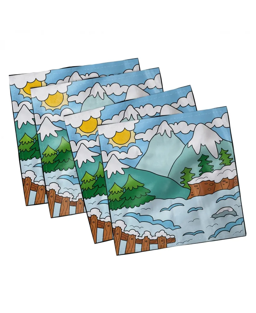 Ambesonne Northwoods Set of 4 Napkins, 12" x 12"