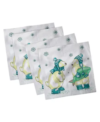 Ambesonne Polar Bear Set of 4 Napkins