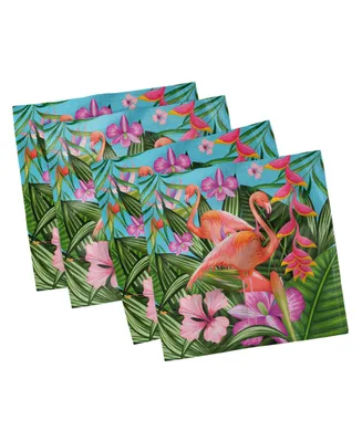 Ambesonne Flamingo Set of 4 Napkins, 18" x 18"