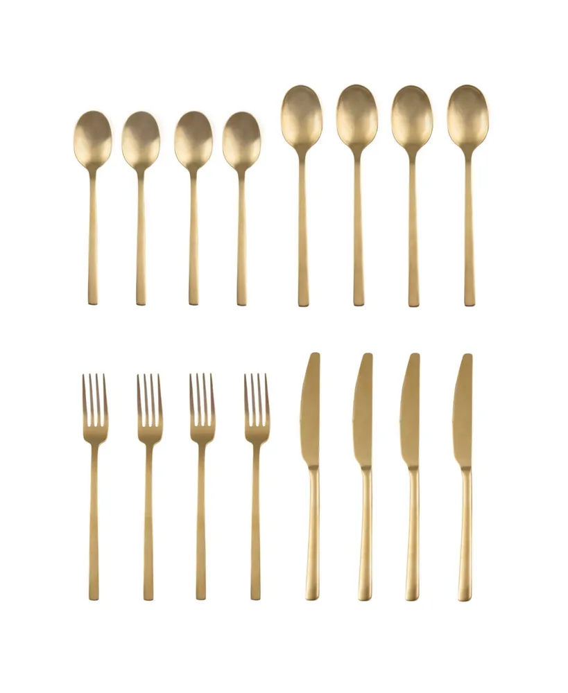 Cambridge Beacon Gold Satin 16-Piece Flatware Set, Service for 4