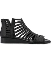 Journee Collection Women's Delilah Gladiator Sliver Wedge Sandals
