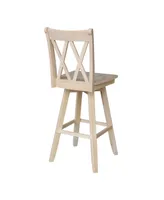 International Concepts Double X Back Bar Height Stool with Swivel and Auto Return