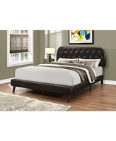 Monarch Specialties Bed - Queen Size Leather- Look with Wood Legs