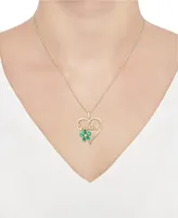 Lab-Grown Emerald (5/8 ct. t.w.) & Lab-Grown White Sapphire (1/10 ct. t.w.) Grandma 18" Pendant Necklace in 10k Gold