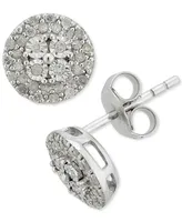 2-Pc. Set Diamond Cluster Pendant Necklace & Matching Stud Earrings in Sterling Silver