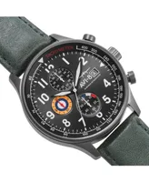 Avi-8 Men's Hawker Hurricane Chronograph Dark Green Genuine Leather Strap Watch 42mm
