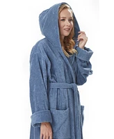 Arus Women's Hooded Full Length Gots Certified Organic Turkish Cotton Bathrobe